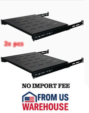 2x Sliding Rack Server Shelf Rack 1U 19  4 Post Rack Mount-Adjustable 15 -22  picture