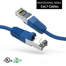 20 Pack of 8Ft CAT7 Shielded (SSTP) 600MHz Ethernet Network Booted Cable Blue picture