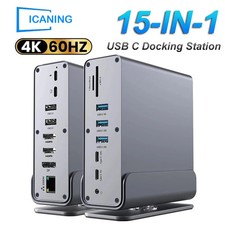 15 in 1 USB C Docking Station 4K HD Vertical Hub with Triple Monitor RJ45 1000M picture