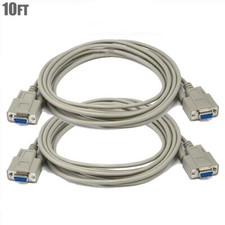 2 Pcs 10FT DB9 9-Pin Serial RS232 COM Port Female to Female Molded Patch Cable picture