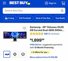 Samsung Odyssey OLED G9 G93SD 49in 240Hz Dual QHD Monitor S49DG934SN. New. picture