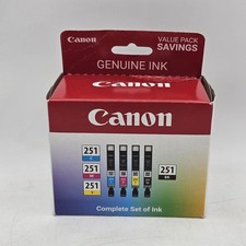 Genuine Canon CLI-251 Black Cyan Magenta Yellow Ink Cartridge Multi-Pack Set picture