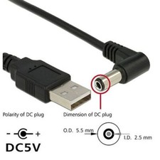 5V 2A USB 2.0 A Type Male to Right Angled 90 5.5 x 2.5mm DC 5V Power Plug Cable picture