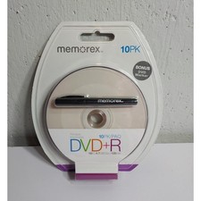 Memorex 10PK DVD+R 16X 4.7GB 120min Printable Media with Bonus Marker 04754 picture