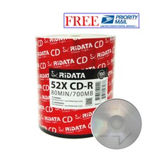 100 Pack Ridata CD-R 52X 700MB/80Min Branded Logo Blank Media Recordable Disc picture