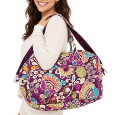 Vera Bradley Overnight Bag Women L Plum Crazy Purple Floral Paisley Travel picture