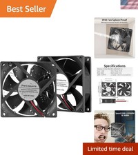80mm Moisture-Proof 12V High Airflow Cooling Fan 2Wire 3Pin 3500RPM 2-Pack picture