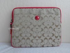Coach NWT 62517 Poppy Signature Metallic Universal Sleeve Cream Lt Khaki/Pink  picture