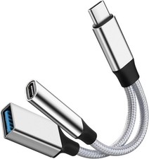 USB C OTG Charging Adapter, 2 in 1 USB-C Splitter, Short Type C Charging Cabl... picture