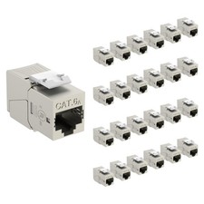 UL Listed 10Gbps Cat6A Shielded Keystone Jack Insert 25 Pack, Silver picture