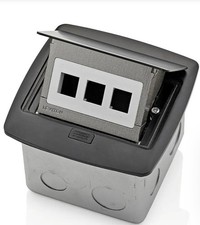 LEVITON PFQP3-MB POP-UP FLOOR BOX WITH 3-PORT QUICKPORT INSERT, BLACK PFQP3-MB picture