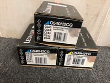 3 Lexmark C540 Toners: 2x C540H2CG Cyan  & 1x C540H2YG YELLOW SEALED BOXES picture