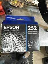 New Sealed Genuine Epson 252 2 Pk BLACK Ink CARTRIDGE Exp 07/20 picture