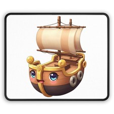 Cute Cartoon Pirate Ship Gaming Mouse Pad | Kawaii Ship Desk Mat picture