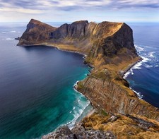 Landscape peninsula island norway sea beach cliff summer Custom Gaming Mat Desk picture