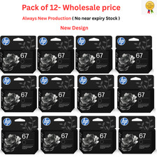 12 Pack HP 67 Black Original Ink Cartridge, ~1440 pages, 3YM56AN-LIMITED OFFER picture