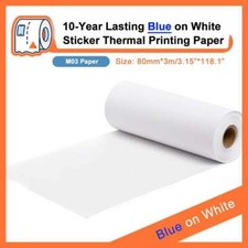 3 Roll 80mm White Sticker Thermal Paper for Phomemo M03 Series M04AS Printer picture