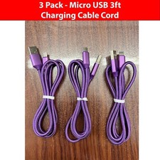 3-Pack 3ft Micro USB V9 to USB Fast Quick Charging Charger Cable Cord Purple picture