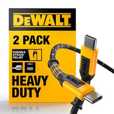 DEWALT Heavy Duty 2-Pack USB C Cable 60W, 6ft C to USBC 6FT, Yellow/Black picture