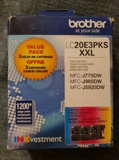Brother LC20E3PKS XXL Super High-Yield 3-Pack Ink Cartridges C/Y/M Exp. 01/2024 picture