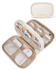 BAGSMART Electronics Organizer Travel Case for Small, A-Double Layer Beige picture