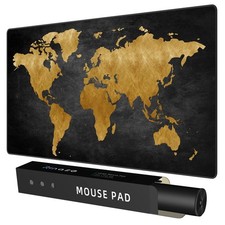 Black World Map Large Gaming Mouse Pad Desk Mat Washable Office Keyboard picture