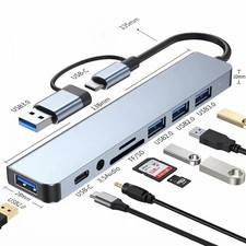 7/8 Port USB-C Hub Adapter - 5G Speed Multi Splitter for PC, Laptop & MacBook US picture