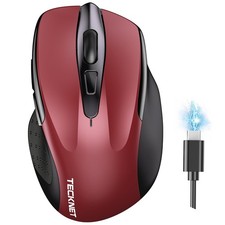 TECKNET TK-MS317 Wireless Rechargeable Mouse BT 5.0/2.4G Silent Red New picture