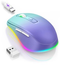 PEIOUS Wireless Mouse Jiggler - LED Mice with Gradient Purple picture