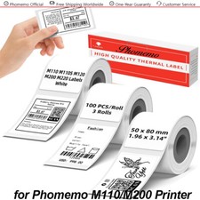 3-Roll 50x80mm Label Adhesive Tag Sticker Paper for Phomemo M110/M200 Printer picture