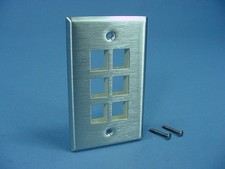 Leviton 6-Port Stainless Steel Quickport Wallplate 43080-1S6 picture