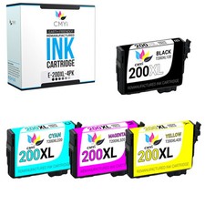 4PK T200XL Black Color Ink Cartridges for Epson 200XL 200 XL fits Workforce WF picture