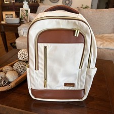 LOVEVOOK Women's Laptop Backpack 17-inch Beige and Brown Travel Backpack picture