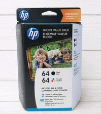 HP Photo Value Pack 64 Black & Tri-color Ink & 40 Sheets picture