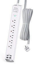Power Strip Surge Protector with USB C - Flat Plug Extension Cord with 6 AC O... picture