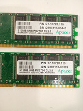 Apacer 512MB UNB PC2700U CL 2.5 RAM 2 ea. (old computer) GC picture