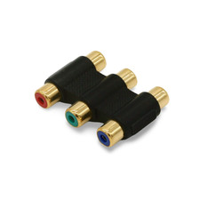 1in Ultra Gold Component Video Coupler Female 3 RGB RCA Connector Analog Black picture