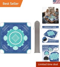 Elegant Blue Mahjong Mat with Carrying Bag - 31.5in Soft Foam Indoor Use picture