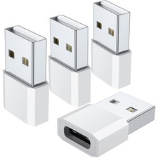 USB C Female to Male Adapter (4-Pack), Type C Charging Cord Connect White picture