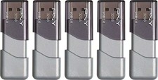 PNY - Turbo Attach 3 32GB USB 3.0 Type A Flash Drive, 5-Pack - Silver picture