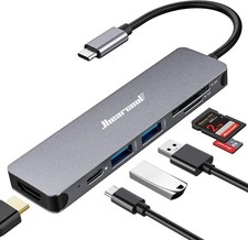 Hiearcool USB C Hub for MacBook – 7-in-1 USBC Adapter Travel Size, Space grey picture