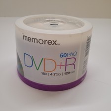 Memorex DVD-R 50-Pack Spindle 4.7GB 16X 120 Minutes Factory Sealed picture