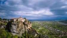 Landscape architecture castle clouds rocks hills meteora Custom Gaming Mat Desk picture