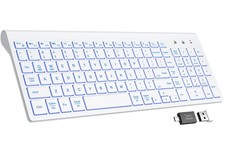 Wireless Silent Compact Keyboard 7 Color Backlit Low Profile Keys White picture