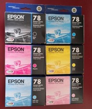 2012/2014 NIB Set 6 Genuine Epson 78 Ink T0781 and T0782 T0783 T0784 T0785 T0786 picture