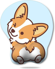 Anime Corgi Gel Mouse Pad 3D Wrist Support Rest Ergonomic Gaming Office Mat Blue picture
