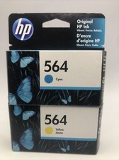 HP 564 Ink Cartridge Cyan Yellow 8/2022 New Sealed-Lot of 2 picture
