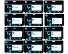 New Genuine Sealed HP 70 Set of 12 Inkjet Cartridges 130ml 2020-2026 picture