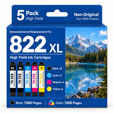 5PK 822XL T822XL Ink Cartridge For Epson WorkForce Pro WF-3820 WF-4820 WF-4833 picture