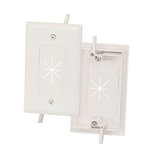 20 Pack of 1-Gang Feed-Through Wall Plate with Flexible Opening, White picture